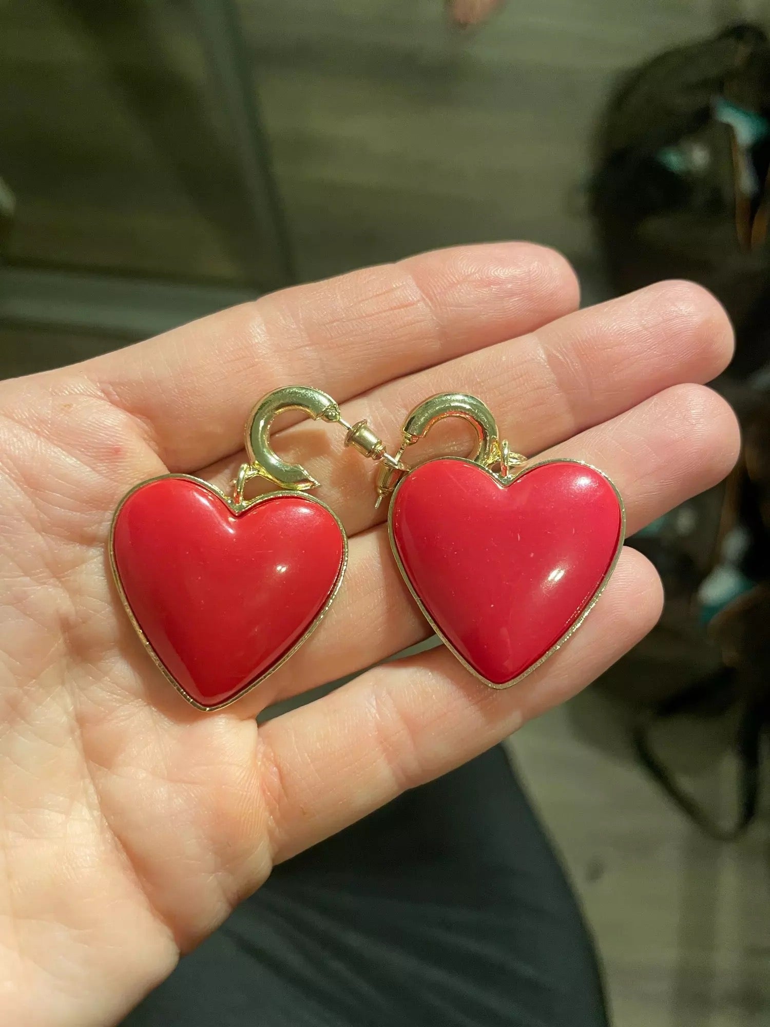 Send Antique Red Heart Danglers Gift Online, Rs.280 | FlowerAura